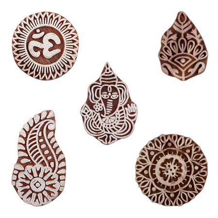 Set of 5 Piece New Mix Wooden Printing Blocks